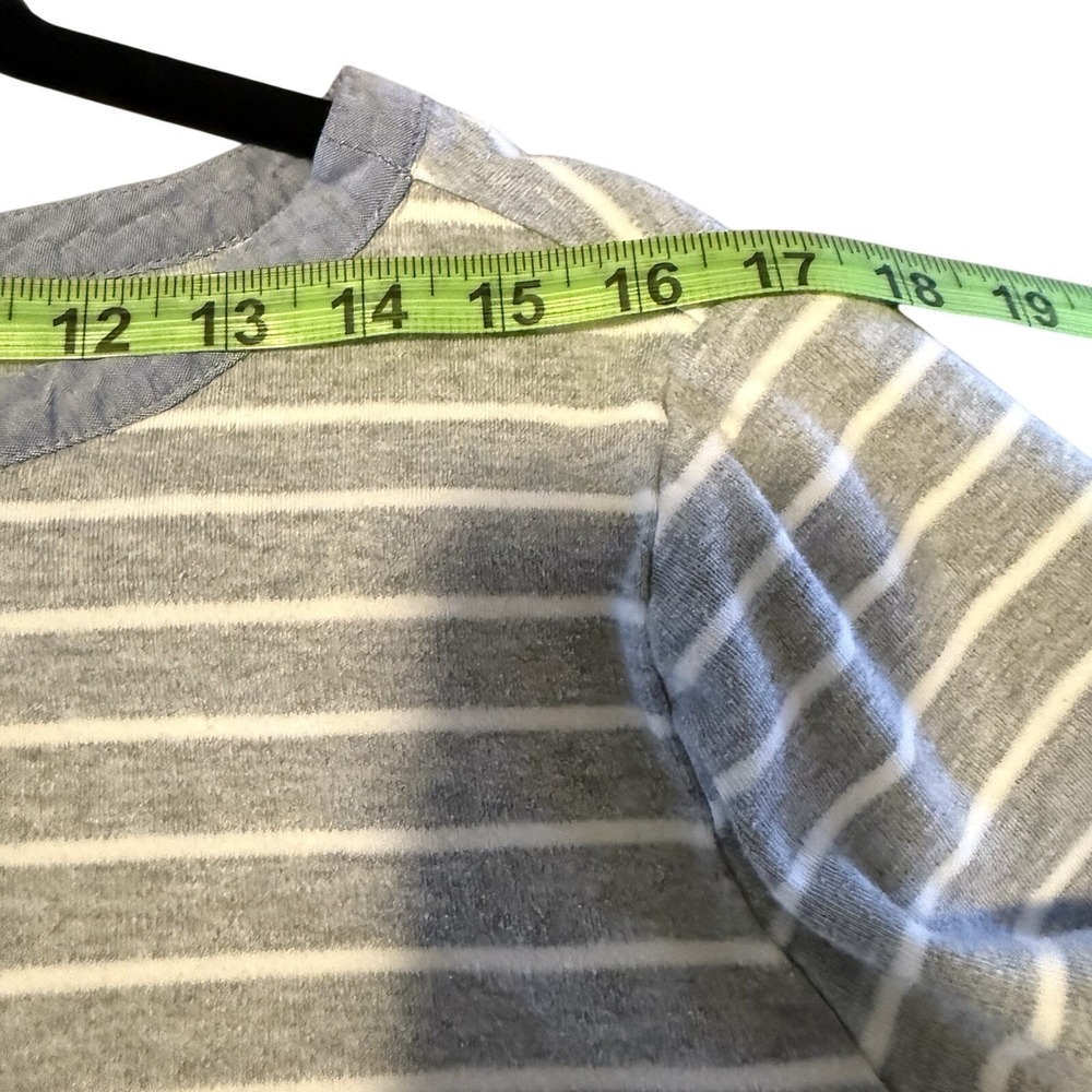 Nautica Womens XXL Grey White Striped 3/4 Sleeve Boat Neck Top Contrast Trim - Picture 5 of 7